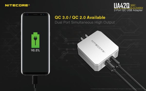 ΤΡΟΦΟΔΟΤΙΚΟ USB, NITECORE UA42Q Quick charge 3.0